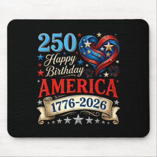 USA Hearts 1776 2026 July 4th 250th Birthday USA Mouse Pad