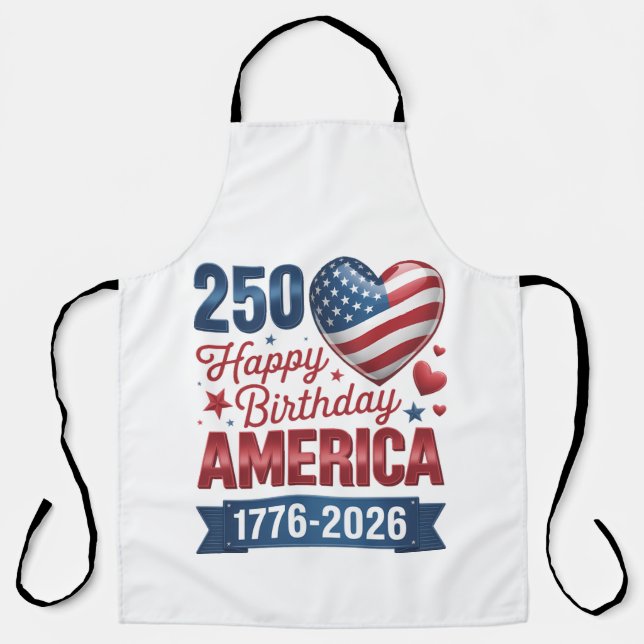 USA Hearts 1776 2026 July 4th Apron (Front)