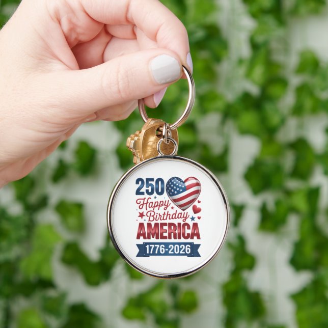USA Hearts 1776 2026 July 4th  Key Ring (Hand)