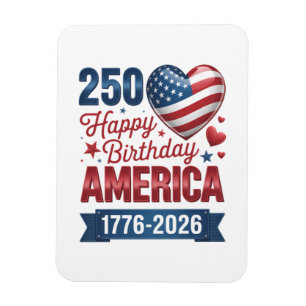 USA Hearts 1776 2026 July 4th Magnet