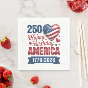 USA Hearts 1776 2026 July 4th Napkin