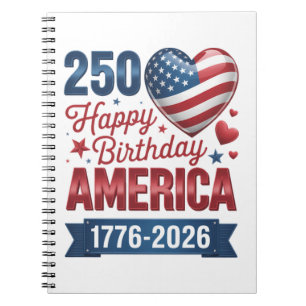 USA Hearts 1776 2026 July 4th Notebook
