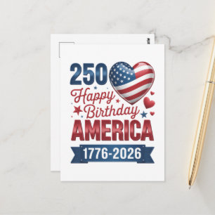 USA Hearts 1776 2026 July 4th  Postcard