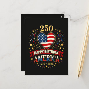 Usa Hearts 1776 2026 July 4Th Postcard