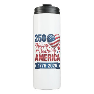 USA Hearts 1776 2026 July 4th Thermal Tumbler
