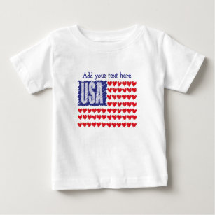 USA Hearts Flag Custom Baby T-Shirt