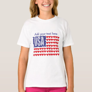 USA Hearts Flag Personalised T-Shirt