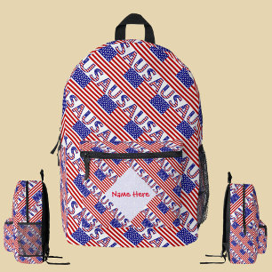 USA Heritage Flag Personalised School Printed Backpack