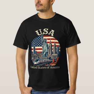 USA Heritage Skyline  - United States of America  T-Shirt
