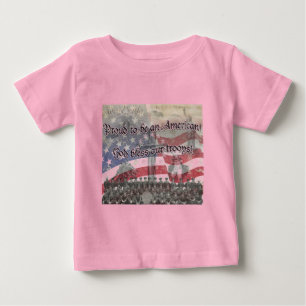 USA Heros God bless our troops with cross, vintage Baby T-Shirt