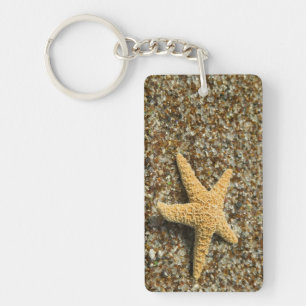 USA, HI, Kauai, Glass Beach with Star fish Key Ring