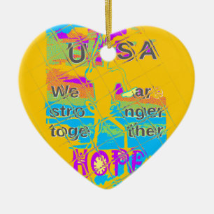 USA Hillary Hope Stronger Together Ceramic Tree Decoration