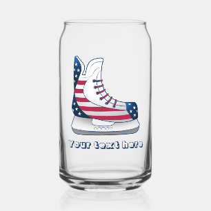 USA Hockey Skate Independence Day Can Glass
