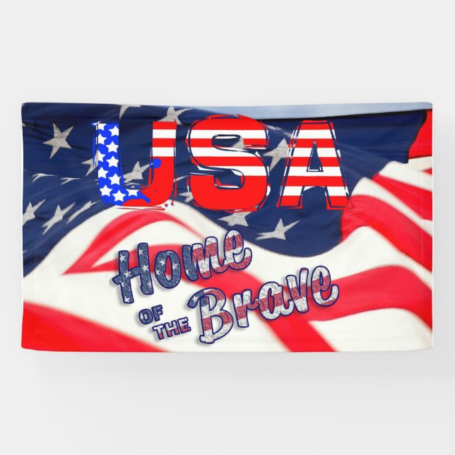 USA Home of the Brave Banner (Horizontal)