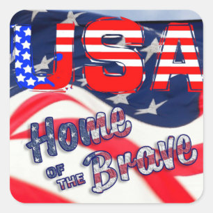 USA Home of the Brave Flag Square Sticker