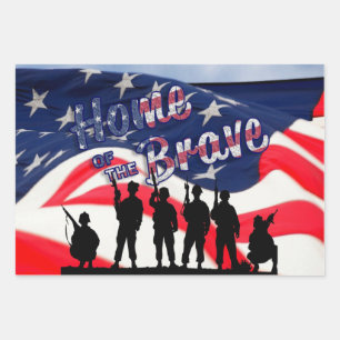 USA Home of the Brave Wrapping Paper Sheet