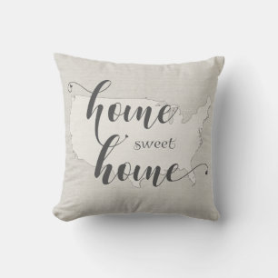 USA - Home Sweet Home burlap-look Cushion