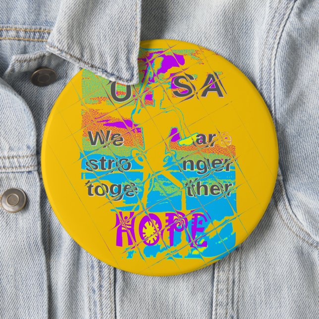 USA Hope: Colourful Textured Design 6 Cm Round Badge (In Situ)