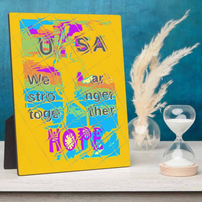 USA Hope: Colourful Textured Design Plaque (Side)