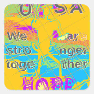 USA Hope: Colourful Textured Design Square Sticker