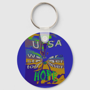 USA Hope Message Art Print Key Ring