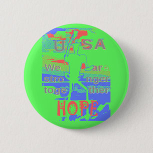 USA Hope: Neon Lemon & Orange Art 6 Cm Round Badge