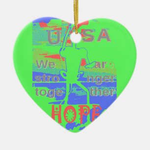 USA Hope: Neon Lemon & Orange Art Ceramic Tree Decoration