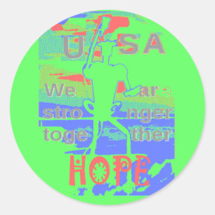 USA Hope: Neon Lemon & Orange Art Classic Round Sticker