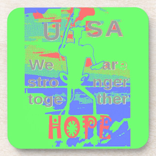 USA Hope: Neon Lemon & Orange Art Coaster (Front)