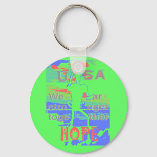 USA Hope: Neon Lemon & Orange Art Key Ring