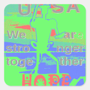 USA Hope: Neon Lemon & Orange Art Square Sticker