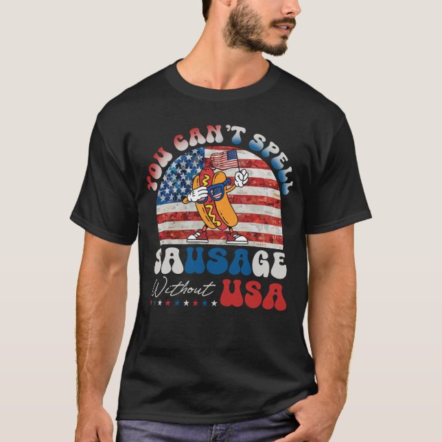 USA Hot Dog Patriotic Funny BBQ Grilling Gift T-Shirt (Front)