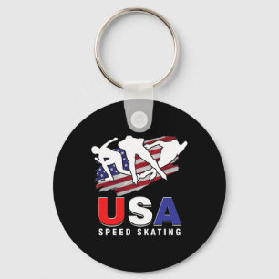 Usa Ice Skate Skating Skaters Speed Figure Skater  Key Ring