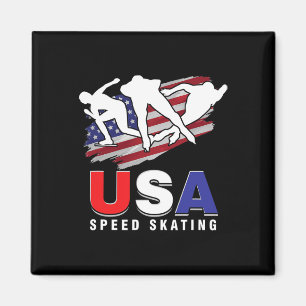Usa Ice Skate Skating Skaters Speed Figure Skater Magnet