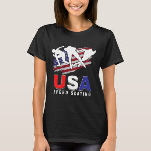 Usa Ice Skate Skating Skaters Speed Figure Skater T-Shirt