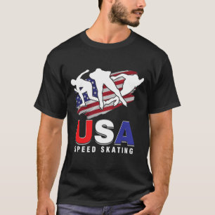 Usa Ice Skate Skating Skaters Speed Figure Skater T-Shirt