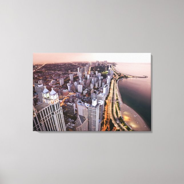 USA, Illinois, Chicago, Aerial view of Lake Canvas Print (Front)