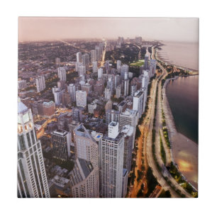 USA, Illinois, Chicago, Aerial view of Lake Tile