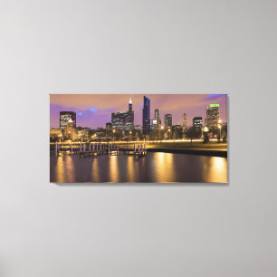 USA, Illinois, Chicago, City skyline and marina Canvas Print