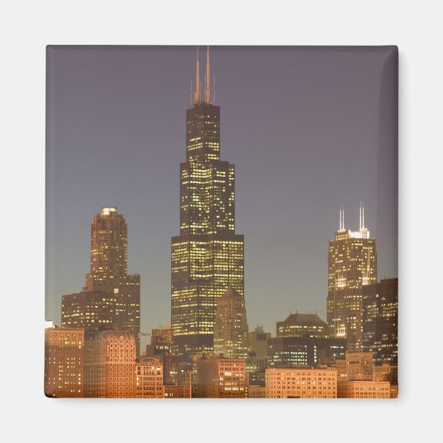 USA, Illinois, Chicago: City Skyline / Evening Magnet (Front)