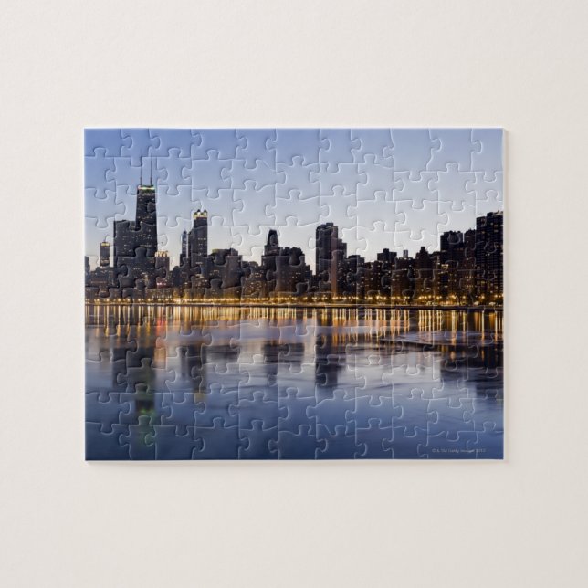 USA, Illinois, Chicago, City skyline over Lake 6 Jigsaw Puzzle (Horizontal)