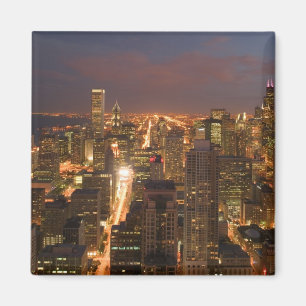 USA, Illinois, Chicago: Evening View of The Loop 2 Magnet