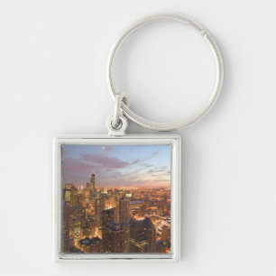 USA, Illinois, Chicago: Evening View of The Loop Key Ring
