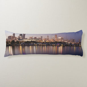 USA, Illinois, Chicago skyline at dusk Body Cushion