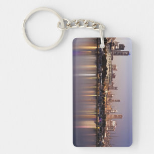 USA, Illinois, Chicago skyline at dusk Key Ring