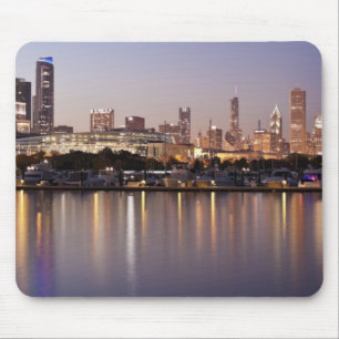 USA, Illinois, Chicago skyline at dusk Mouse Pad