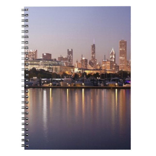 USA, Illinois, Chicago skyline at dusk Notebook (Front)