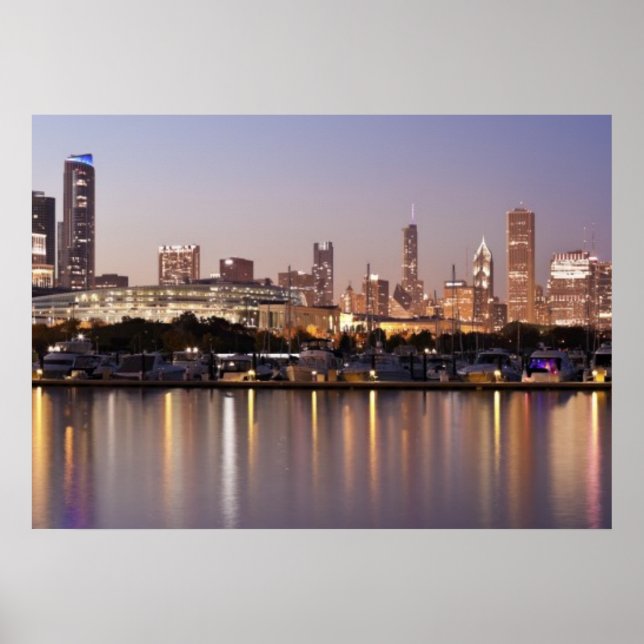 USA, Illinois, Chicago skyline at dusk Poster (Front)