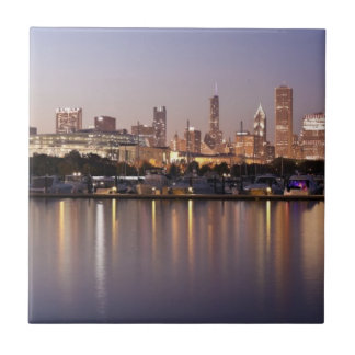 USA, Illinois, Chicago skyline at dusk Tile