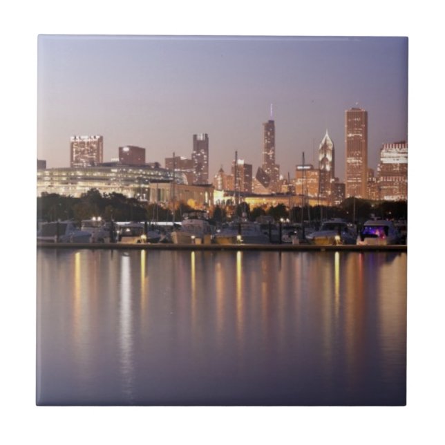 USA, Illinois, Chicago skyline at dusk Tile (Front)